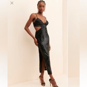 NWT Bardot Sequin Cut Out Midi Dress